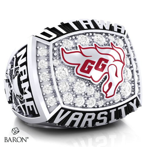 University of Ottawa Athletic Ring - 800 Series (Durilium/ Silver/ 10kt White gold) - Design 2.1