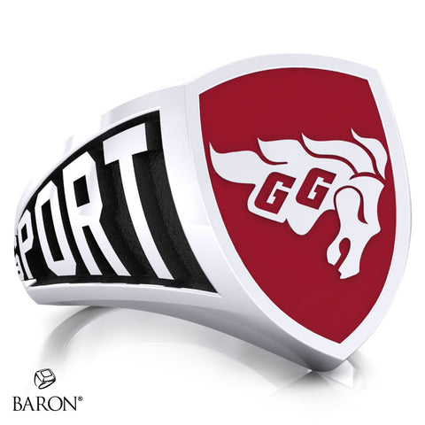University of Ottawa Athletic Shield Signet Class Ring (Durlium, Sterling Silver, 10kt White Gold) - Design 3.1