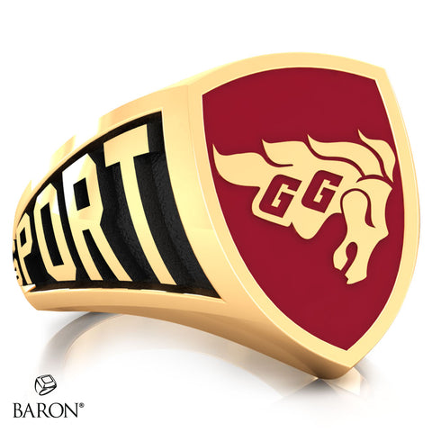 University of Ottawa Athletic Shield Class Ring (Gold Durilium, 10kt Yellow Gold) - Design 3.2