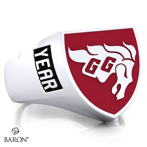 University of Ottawa Crest Shield Signet Class Ring (Durlium, Sterling Silver, 10kt White Gold) - Design 4.1