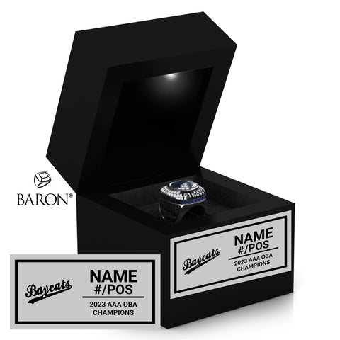 Barrie Baycats 18U Baseball 2023 Championship Black LED Ring Box