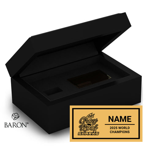Cheer Sport Grey Reef Sharks 2025 Championship Black Standard Window Ring Box