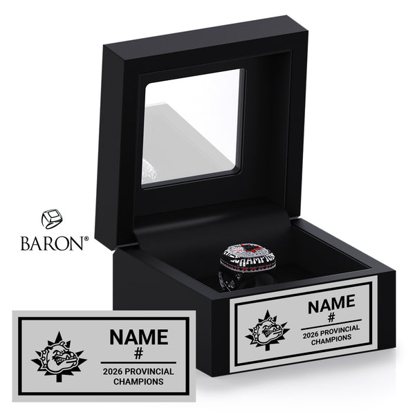 Halton Hills Bulldogs U15 Lacrosse 2026 Championship Black Window Ring Box