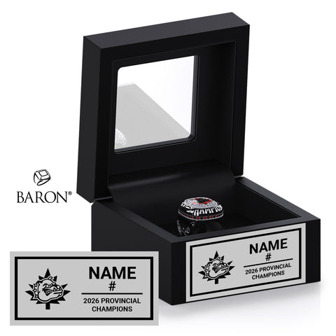 Halton Hills Bulldogs U15 Lacrosse 2026 Championship Black Window Ring Box