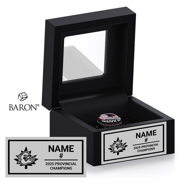 Halton Hills Bulldogs U17 Lacrosse 2025 Championship Black Window Ring Box