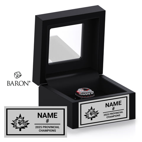 Halton Hills Bulldogs U17 Lacrosse 2025 Championship Black Window Ring Box