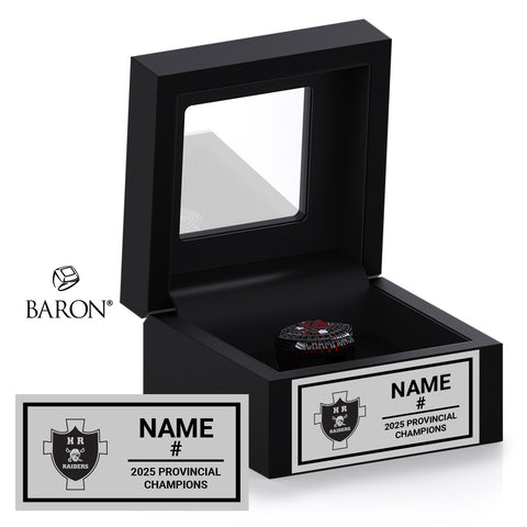 Holy Rosary High School Raiders Football 2025 Championship Black Window Ring Box