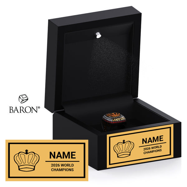ICU World Cheerleading 2026 Championship Black LED Ring Box