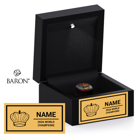 ICU World Cheerleading 2026 Championship Black LED Ring Box