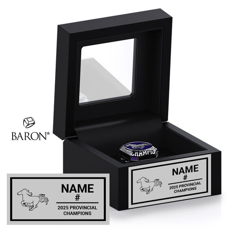 London Jr. Mustangs U18 Football 2025 OSFL Championship Black Window Ring Box