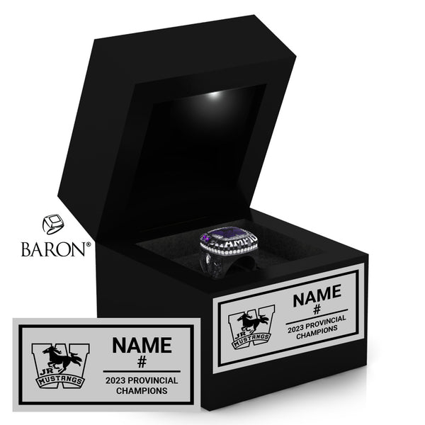 London Junior Mustangs U16 Women’s Tackle 2023 Championship Black LED Ring Box
