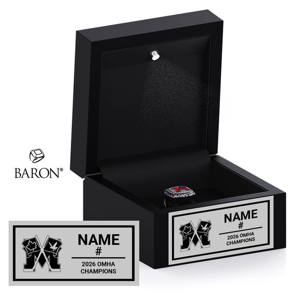Mooretown Flags U18 OMHA 2026 Championship Black LED Ring Box