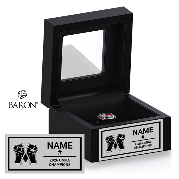Mooretown Flags U18 OMHA 2026 Championship Black Window Ring Box