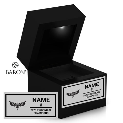 Oakville Hawks Lacrosse 2025 Championship Black LED Ring Box