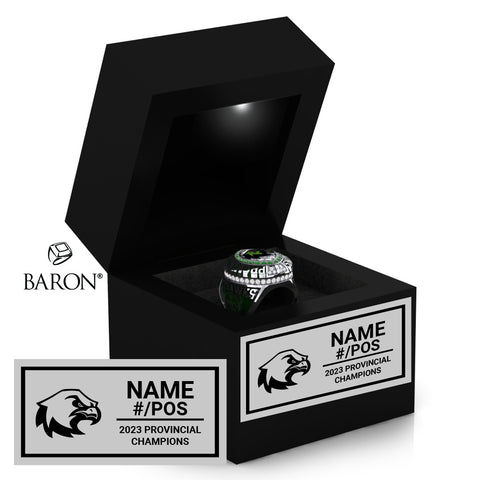 Quinte Skyhawks U14 Football 2023 Championship Black LED Ring Box