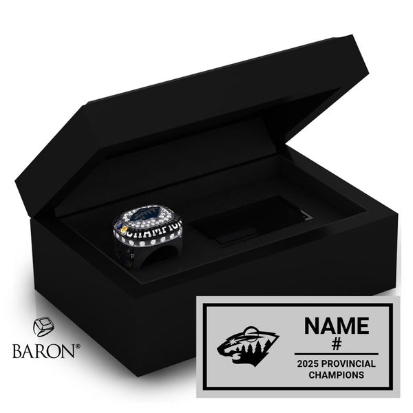 Saskatoon Wild Razorbacks Hockey 2025 Championship Black Standard Window Ring Box