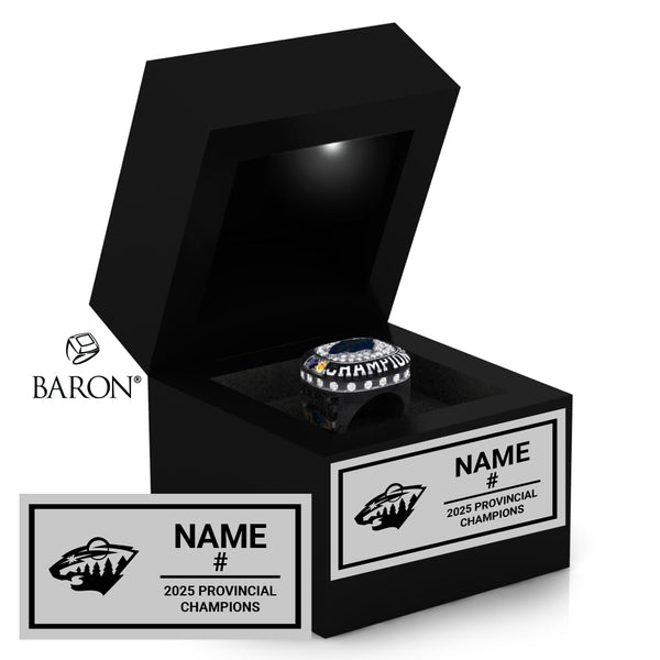 Saskatoon Wild Razorbacks Hockey 2025 Championship Black LED Ring Box