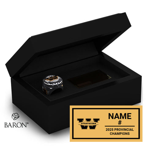 Strathcona Warriors Hockey 2025 Championship Black Standard Window Ring Box