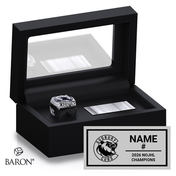 Sudbury Cubs Hockey 2026 Championship Black Standard Window Ring Box
