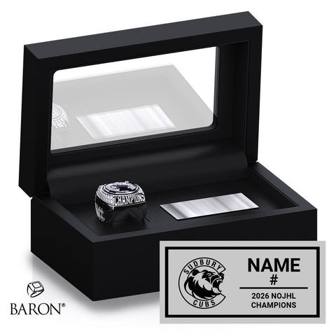 Sudbury Cubs Hockey 2026 Championship Black Standard Window Ring Box