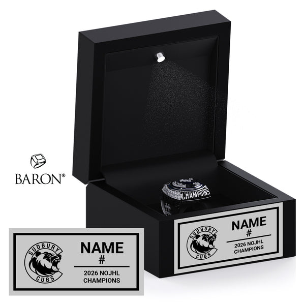 Sudbury Cubs Hockey 2026 Championship Black LED Ring Box