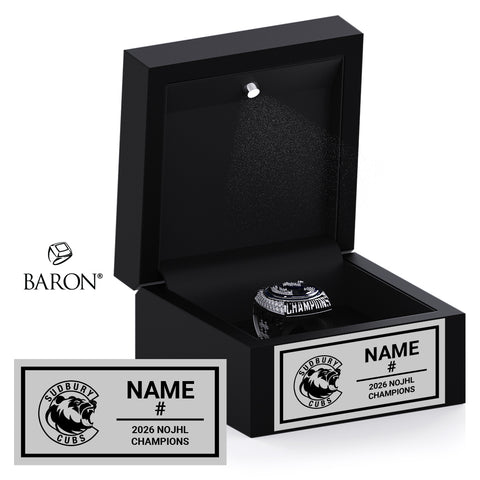 Sudbury Cubs Hockey 2026 Championship Black LED Ring Box
