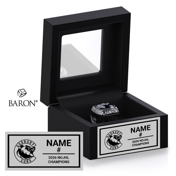 Sudbury Cubs Hockey 2026 Championship Black Window Ring Box