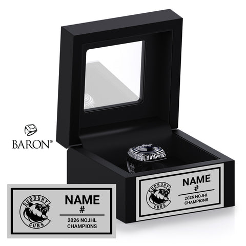 Sudbury Cubs Hockey 2026 Championship Black Window Ring Box