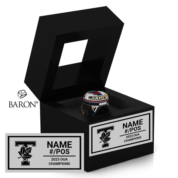 The University of Toronto Baseball 2023 Championship Black Window Ring Box