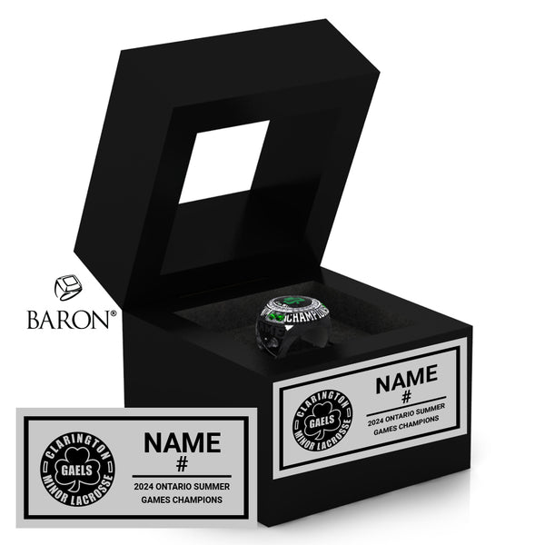 U17 Lacrosse Ontario Summer Games Clarington Gaels Championship Black Window Ring Box