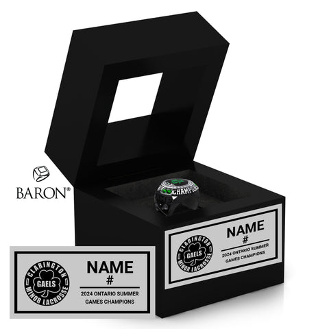 U17 Lacrosse Ontario Summer Games Clarington Gaels Championship Black Window Ring Box