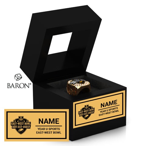 U SPORTS East-West Bowl Football Championship Black Window Ring Box