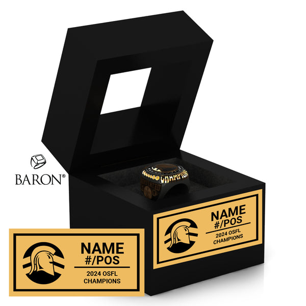 Waterloo Jr. Warriors Football U14 and U16 OSFL 2024 Championship Black Window Ring Box