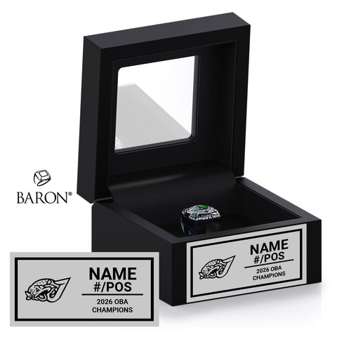 Welland Jr. Jackfish Baseball 2026 Championship Black Window Ring Box