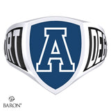 Aquinas High School Athletic Shield Signet Class Ring (Durlium, Sterling Silver, 10kt White Gold)