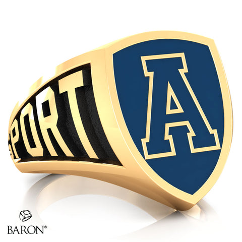 Aquinas High School Athletic Shield Class Ring (Gold Durilium, 10kt Yellow Gold)