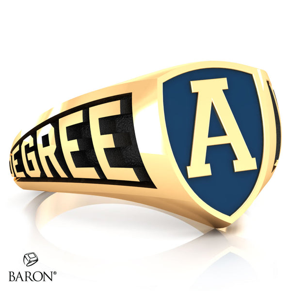 Aquinas High School Crest Shield Signet Class Ring (Gold Durilium, 10kt Yellow Gold)