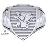 St. Clair College Crest Shield Signet Class Ring (Large) (Durilium, Sterling Silver, 10kt White Gold)