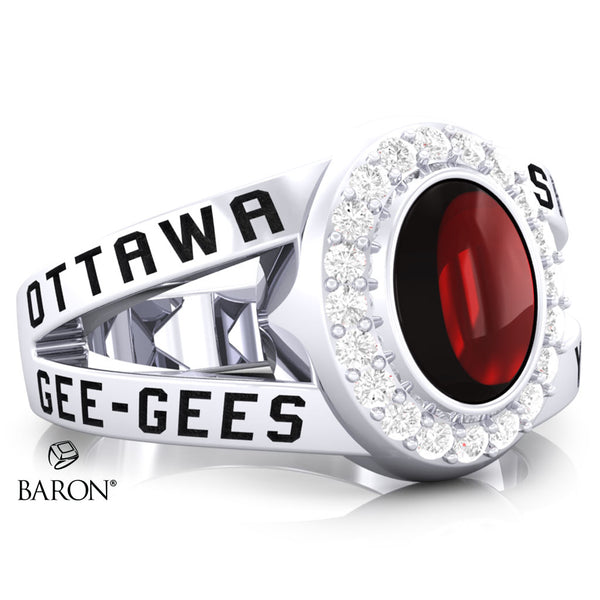 University of Ottawa Class Ring - 3059 (Durilium, Sterling Silver, 10KT White Gold) - Design 8.1
