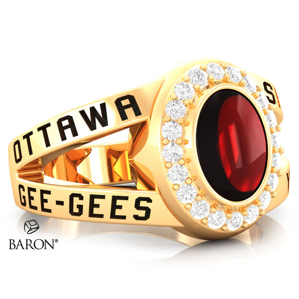 University of Ottawa Class Ring - 3059 (Gold Durilium, 10KT White Gold) - Design 8.2