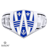 University of Windsor Crest Shield Signet Class Ring (Large) (Durilium, Sterling Silver, 10kt White Gold)