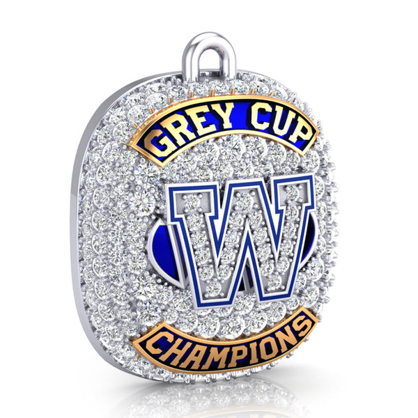 Winnipeg Blue Bombers -1990 Grey Cup Commemorative Ring Top Pendant - Design 1.13 (Durilium w/ Gold Durilium / 6K Gold / 10K Gold)