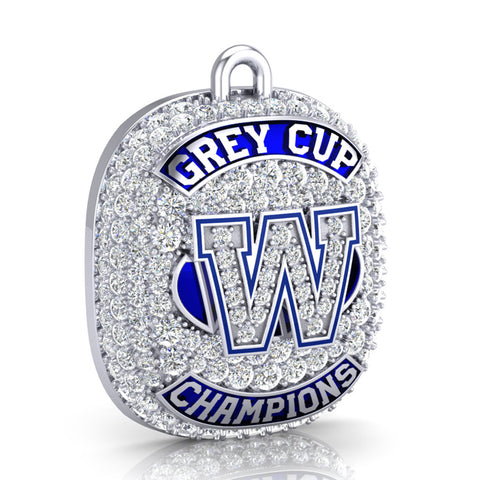 Winnipeg Blue Bombers -1990 Grey Cup Commemorative Ring Top Pendant - Design 1.14 (Durilium / 6KT Gold / 10KT Gold)