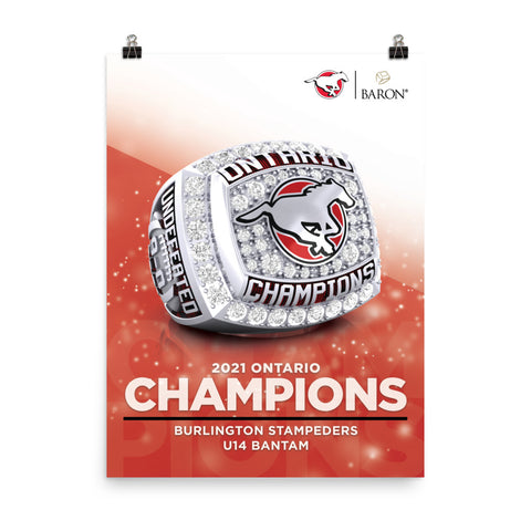 Burlington Stampeders U14 Bantam 2021 Championship Poster (Durilium Ring)