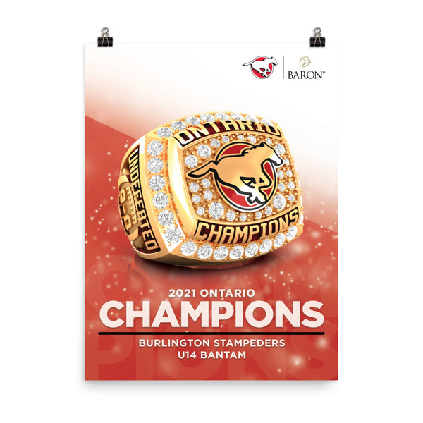 Burlington Stampeders U14 Bantam 2021 Championship Poster (Gold Durilium Ring)
