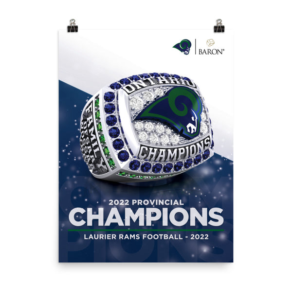 Laurier Rams Football 2022 Championship Poster (18 x 24 inches)