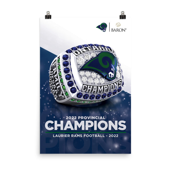 Laurier Rams Football 2022 Championship Poster (24 x 36 inches)